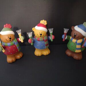 Vintage Avon Set of 3 Holiday Bell Bear Trio Musical Figurines from 2005